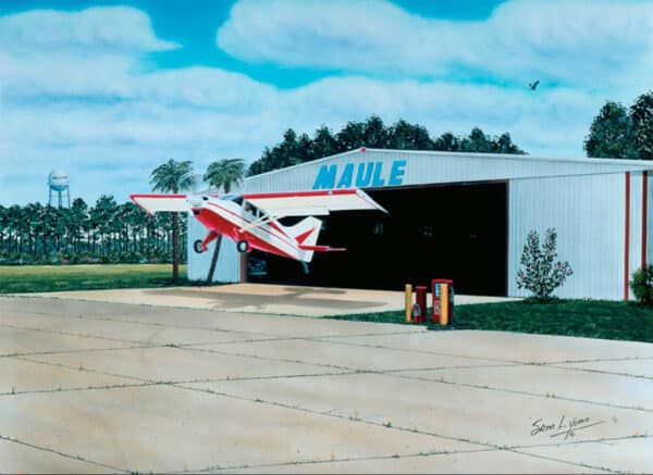 Be Back in a Minute | Airplane Hangar | Aviation Art by Sam Lyons.
