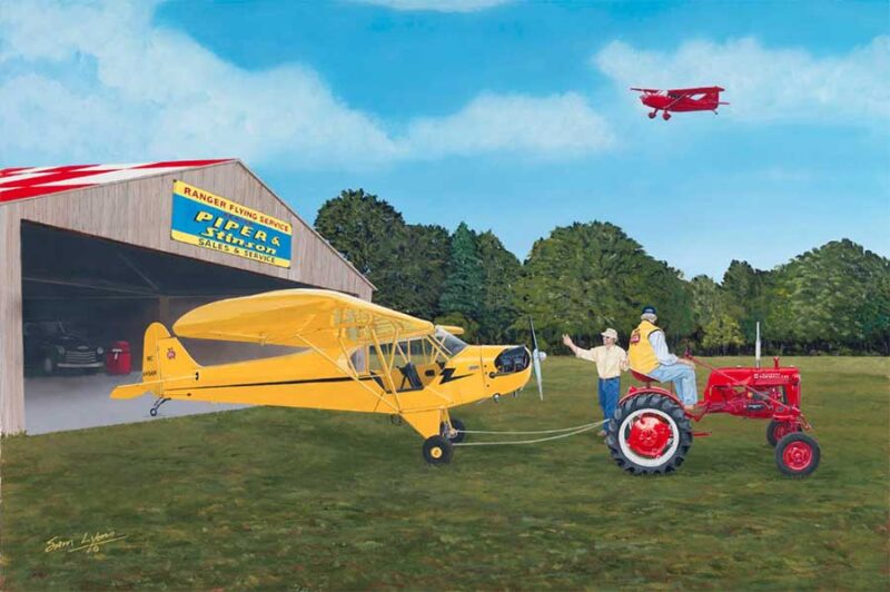 Cub Buddies | Classic Plane and Tractor | Aviation Art by Sam Lyons.