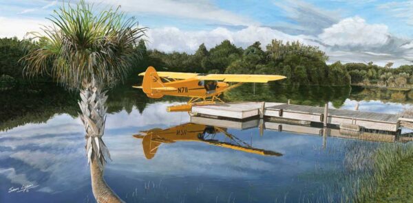 Cub at Quail Creek | Piper Cub | Aviation Art by Sam Lyons.