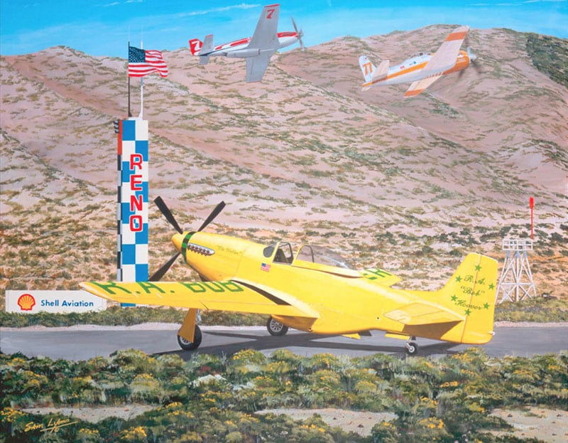 Hoover's Ole Yeller | P-51 Mustang Fighter | Aviation Art by Sam Lyons