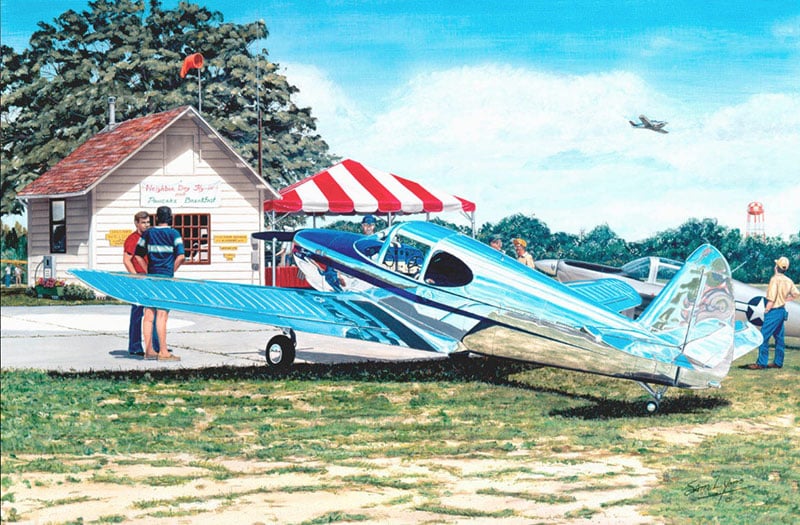 Flying and Flapjacks | Print on Canvas | Aviation Art by Sam Lyons.
