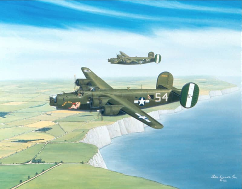 Home-to-Halesworth | 489th Bomb Group | Aviation Art by Sam Lyons.