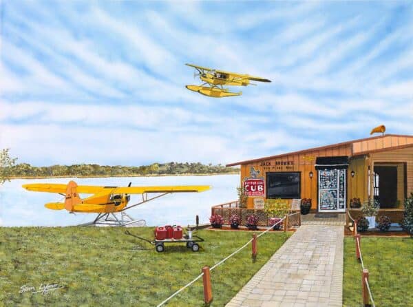 Liquid Dreams artwork depicts Seaplane Base in Winterhaven, FL. The print is from a recent painting by Sam Lyons of Lyons Studio.