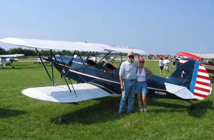 Photo of the patriotic Hatz biplane that Sam and Mindy owned for a short time.