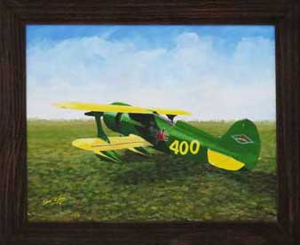 Framed original painting, Laird Super Solution Air Racer by Sam Lyons.